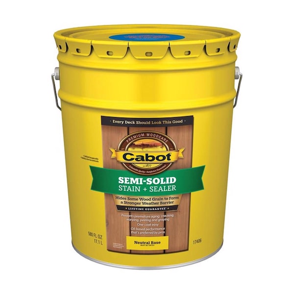 Cabot Cabot Semi-Solid Low VOC Semi-Solid Tintable Neutral Base Oil-Based Deck and Siding Stain 5 gal 140.0017406.008 - main